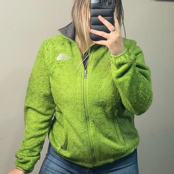The North Face Women’s Osito Fleece Jacket Zip Up in Greenolive-Yellow Sz Small - Picture 4 of 4